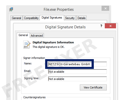 Screenshot of the NETZSCH-Geraetebau GmbH certificate